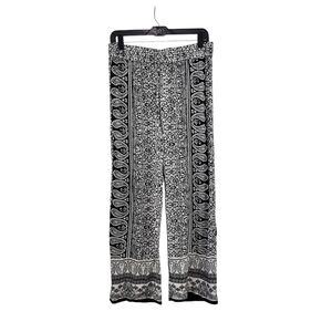 Artisan NY Women's Paisley & Floral Wide Leg Soft Pants Black/White- S